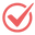 Red checkmark icon enclosed in a red circular border on a transparent background, representing approval, verified status, quality assurance, task completion, confirmation, and trusted certification symbol commonly used in digital branding, product highlights, or UI elements.