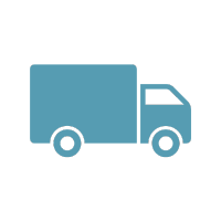 Blue delivery truck icon on a transparent background, symbolizing shipping, fast delivery, or nationwide fulfillment. Commonly used in eCommerce, pet supply branding, or checkout sections to highlight shipping options, free delivery promotions, or reliable logistics for pet wellness products.