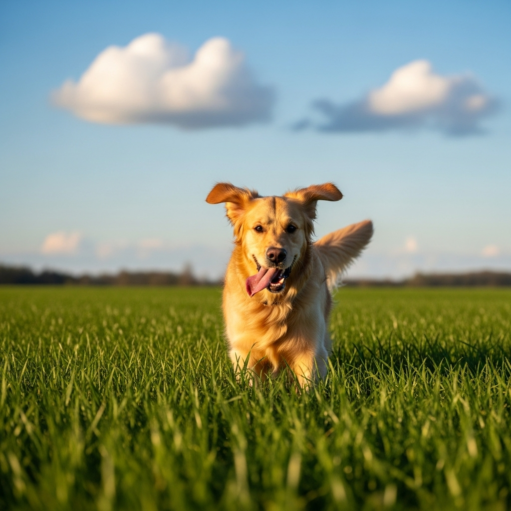 Dog running in field, Dog's favorite treats, Customer Favorite Dog Supplements
