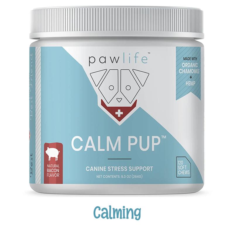 Doc Calming Chews, Calm Pup Chews, Pawlife Calm Pup Dog Calming Treats, Dog anxiety Chews, Dog Anxiety relief, Dog Calming supplement