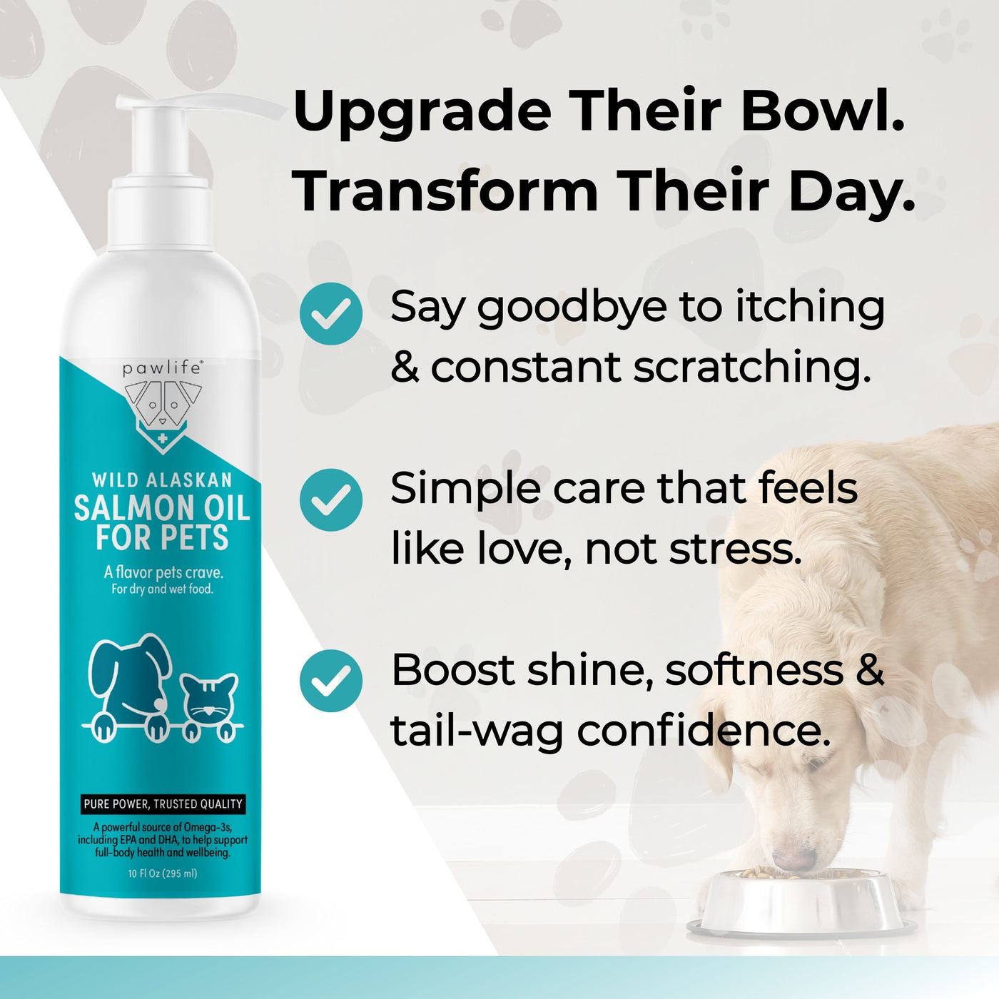 Wild Alaskan Salmon Oil - Omega 3, 6, 9 with EPA & DHA for pets' skin, coat, joint, heart, brain, and immune health.