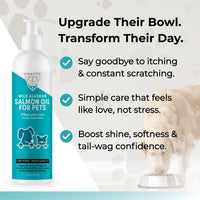 Wild Alaskan Salmon Oil - Omega 3, 6, 9 with EPA & DHA for pets' skin, coat, joint, heart, brain, and immune health.