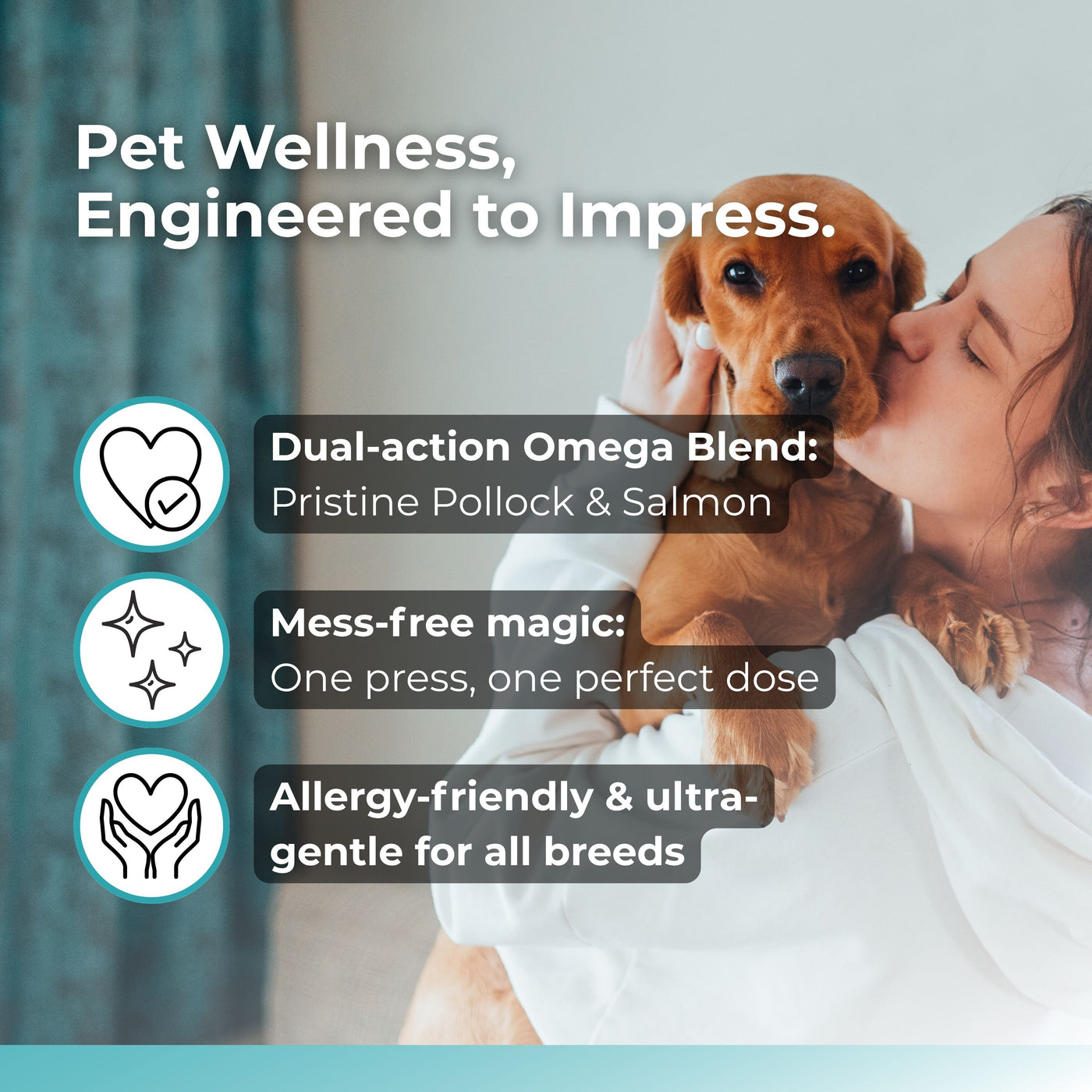 Wild Alaskan Salmon Oil - Omega 3, 6, 9 with EPA & DHA supports pet wellness with pollock and salmon blend.