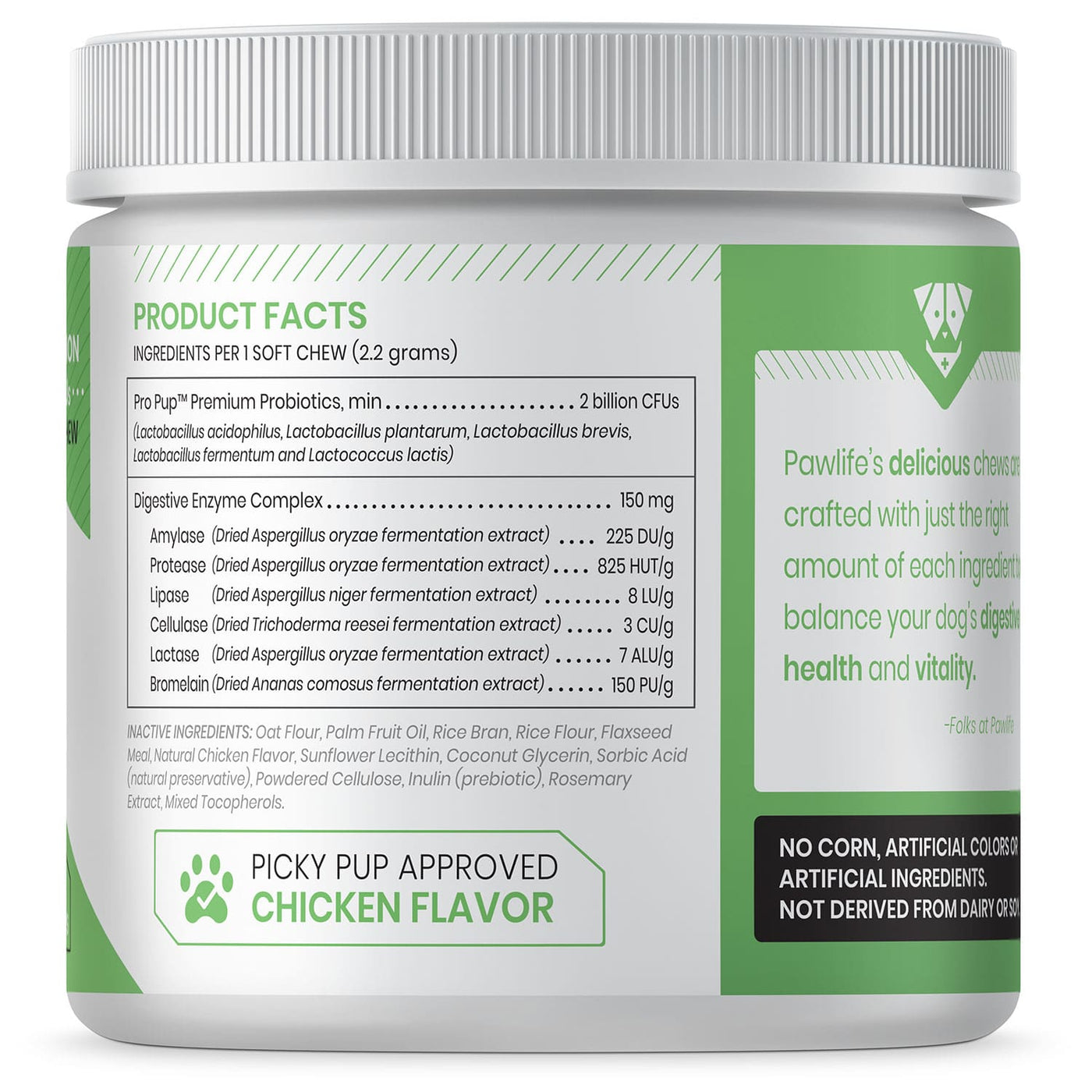 Ingredient label for Pro Pup